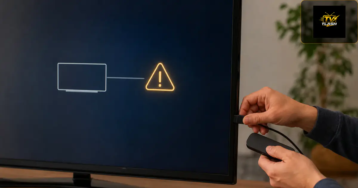 Fire TV Wiederherstellungsbildschirm — Person zieht Fire Stick ab