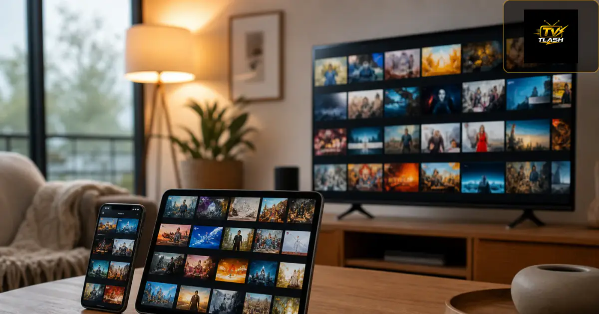 Handy, Tablet und Fernseher mit verschiedenen IPTV Apps im Vergleich