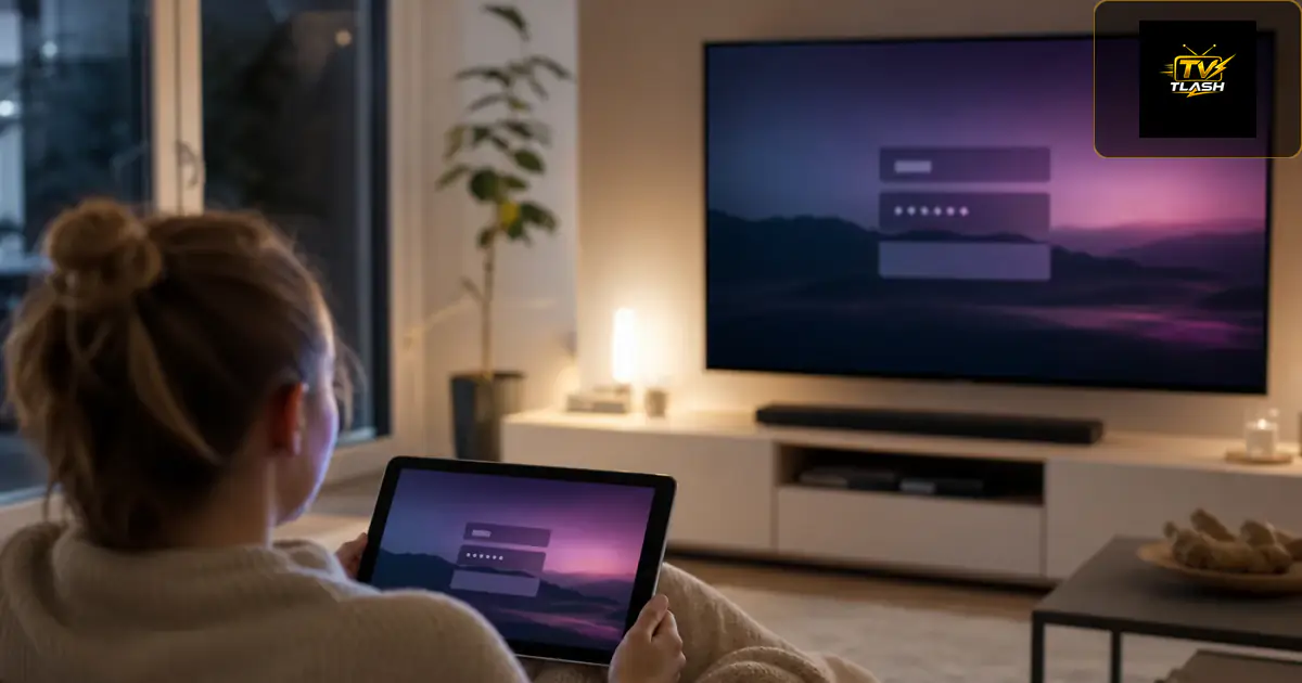 Tablet und Fernseher mit IPTV Smarters Pro App auf der Couch — Anleitung für Deutschland