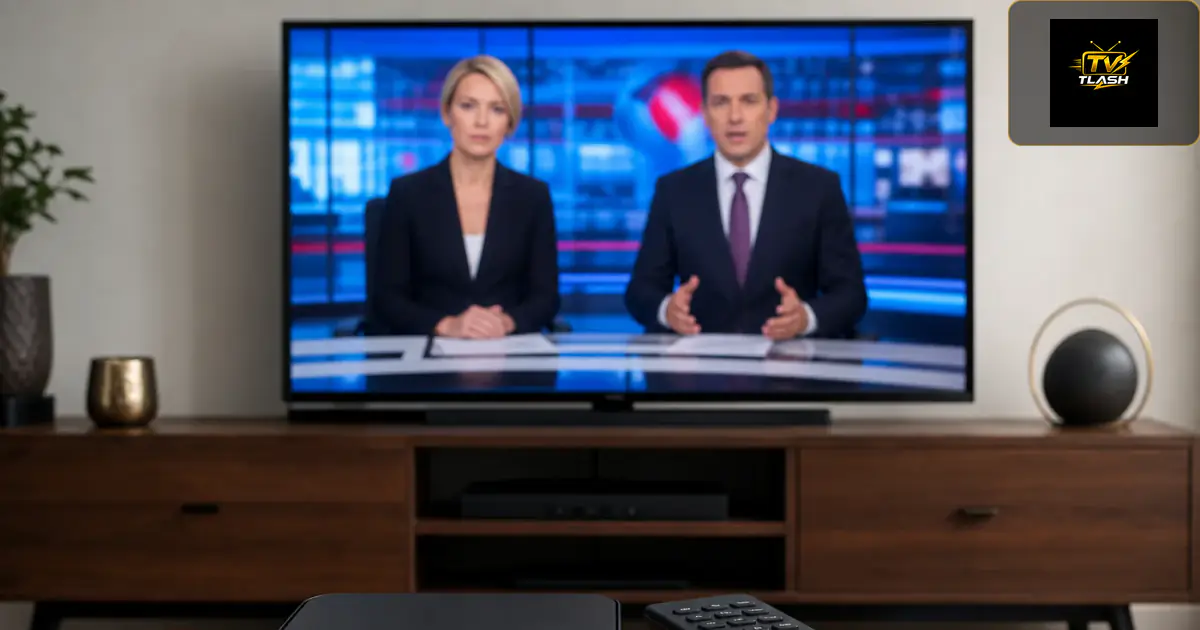 MAG IPTV Set-Top-Box mit Fernbedienung — Nachrichtensender auf dem Fernseher