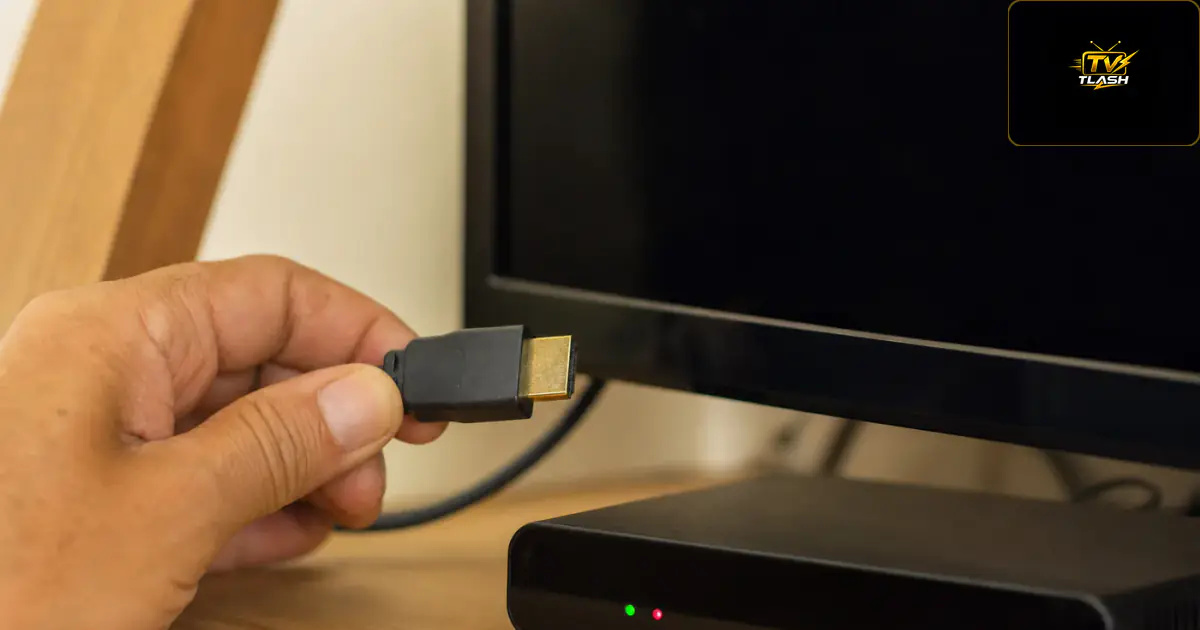 Schwarzer Fernseher, HDMI-Kabel und Set-Top-Box prüfen — IPTV Bildschirm fix