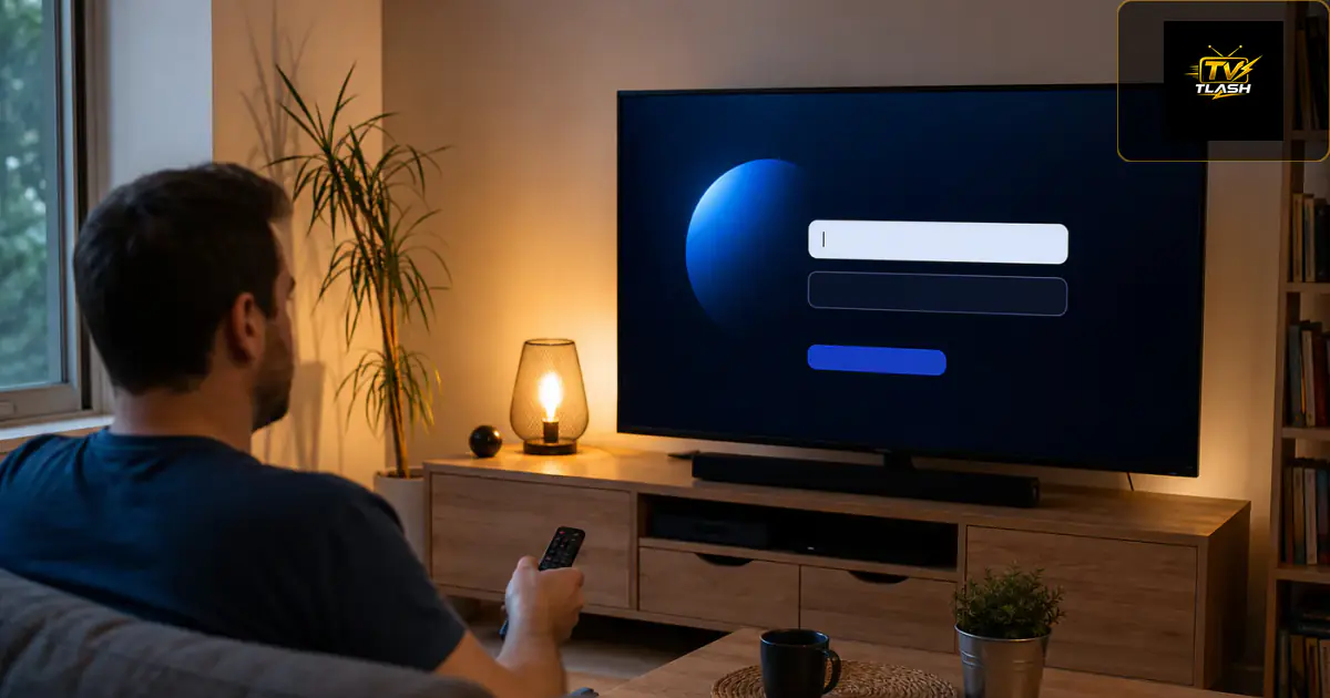 Smart TV App mit Xtream Codes Login-Feld im Wohnzimmer